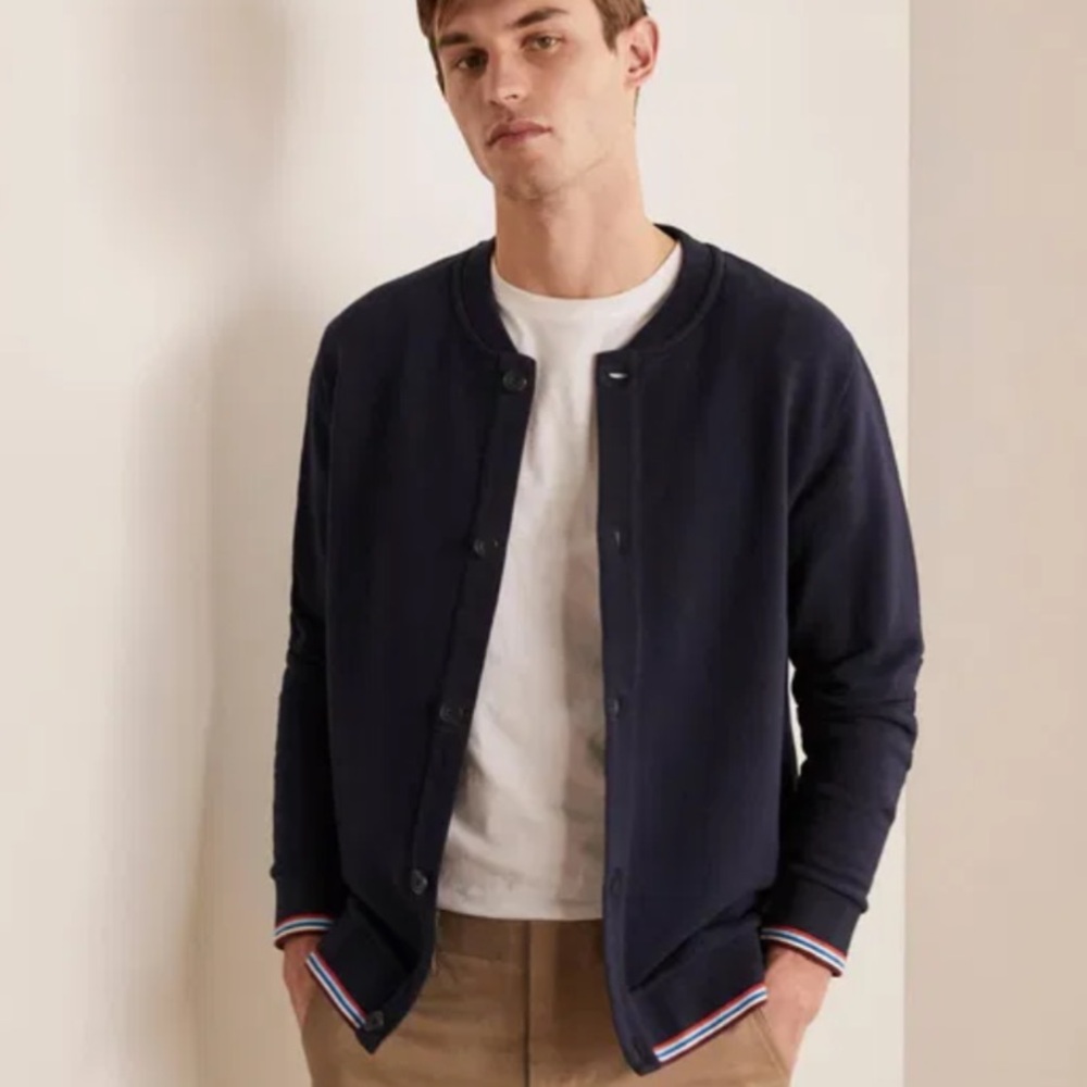 Boden Irvine Button through Sweatshirt Navy size Small